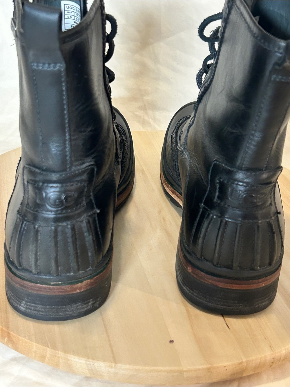 UGG Men’s Branton Black Leather Combat Boot US 9.5 - Picture 6 of 10